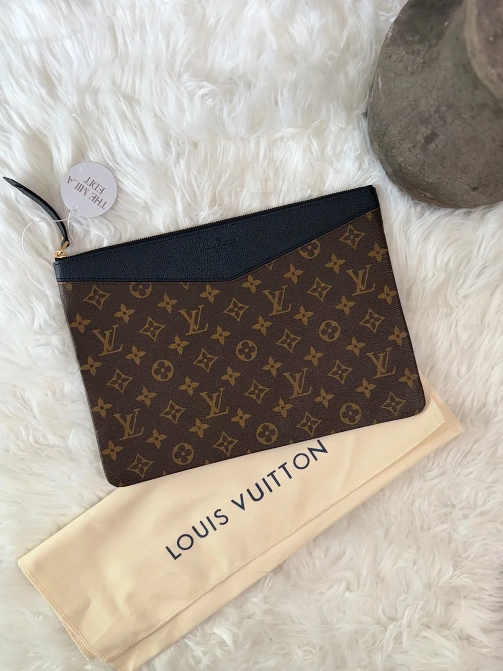 Louis Vuitton Monogram Zip Daily Pouch in Black Trim